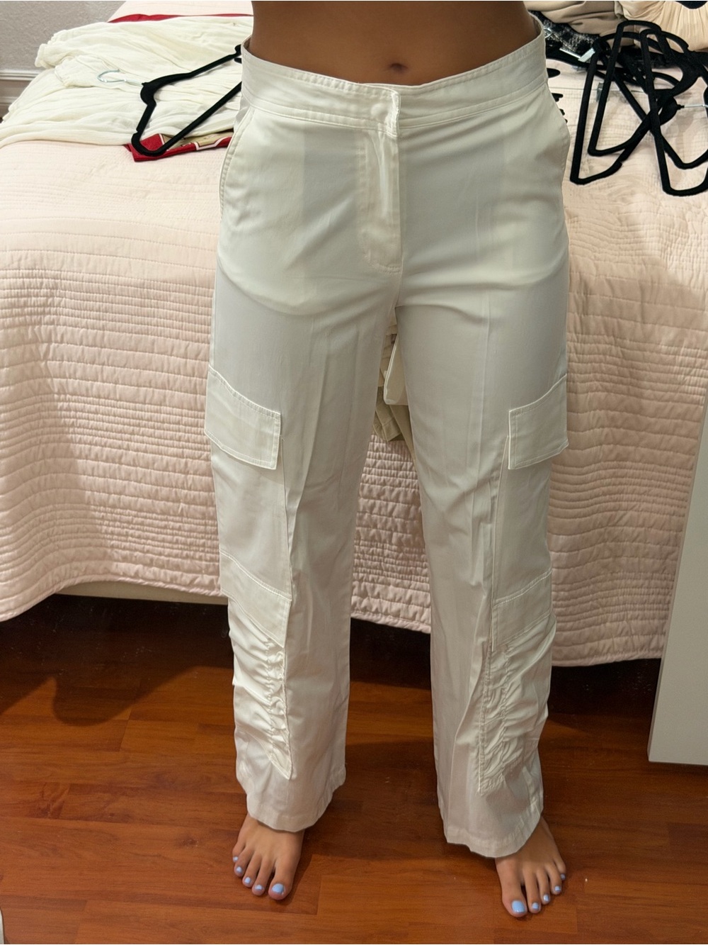 Zara White Cargo Wide-Leg Pants